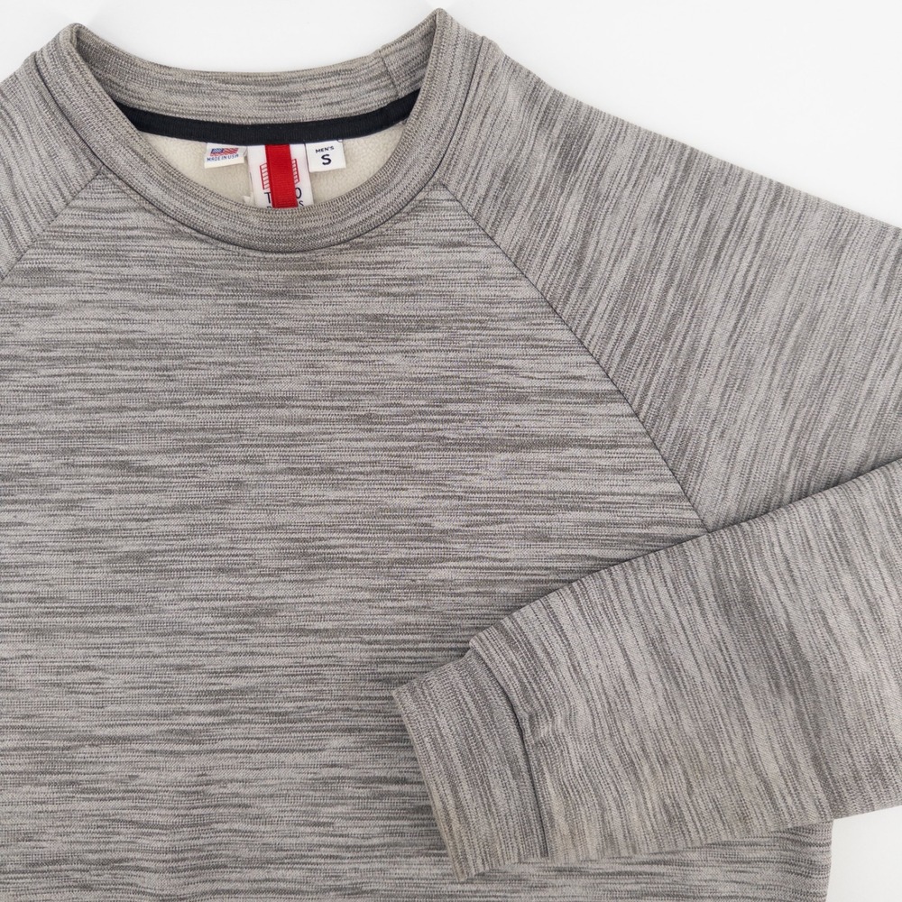 Topo Designs‎ Mens Small Sweatshirt Grey Space Dye Raglan Fleece Pullover USA